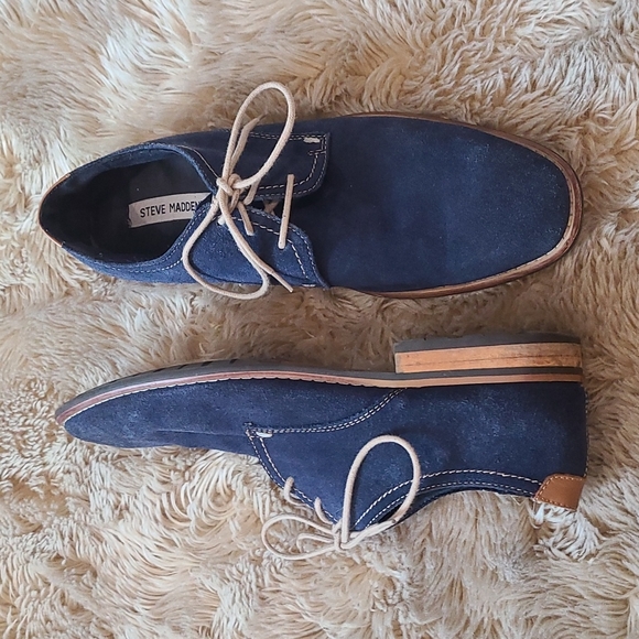 Steve Madden Other - Men's Steve Madden Size 8.5 Navy Blue Suede Dress Shoes Oxfords Fall Clothes